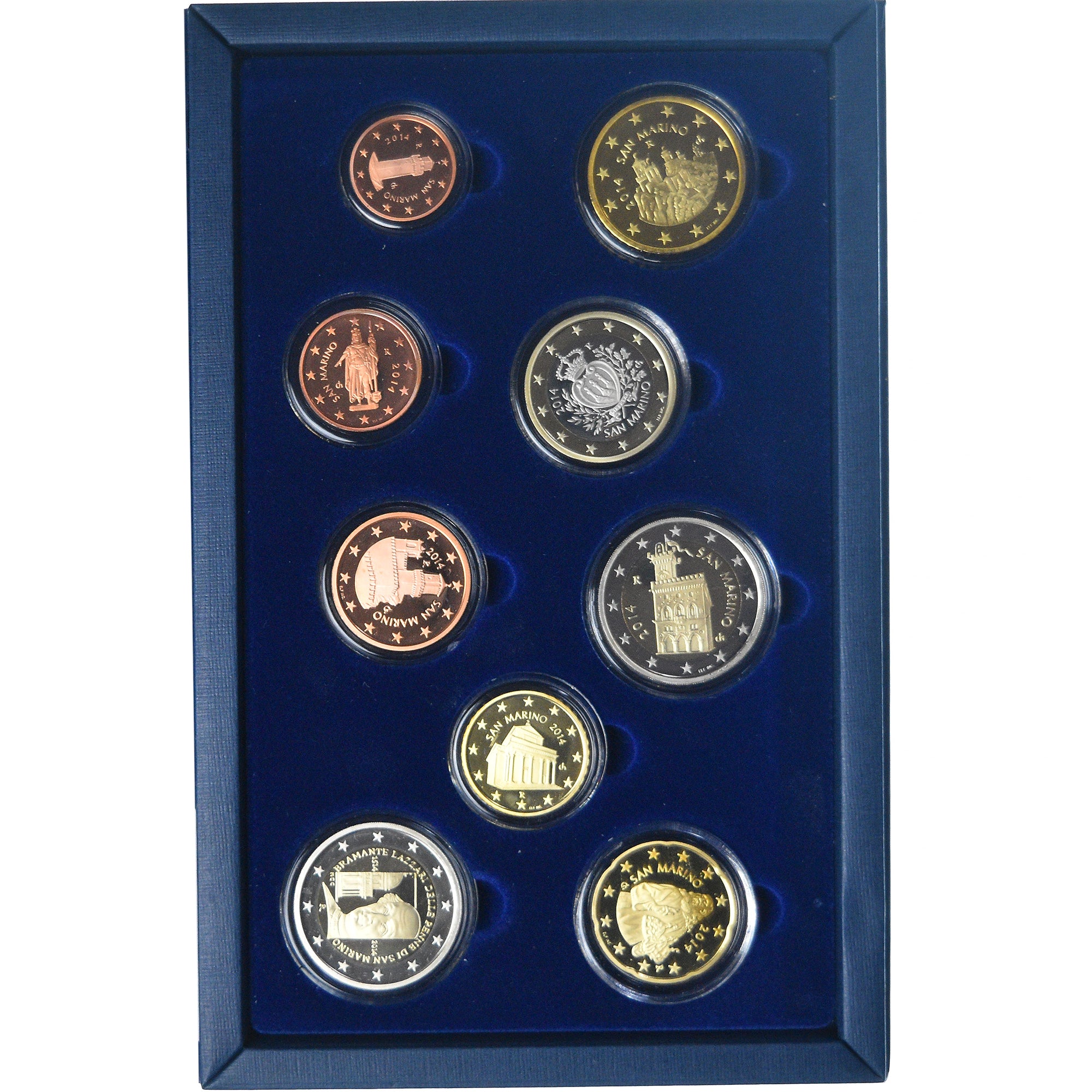 San Marino, Coffret 1c. à 2€, 2014, Rome, BE, FDC, Sin información