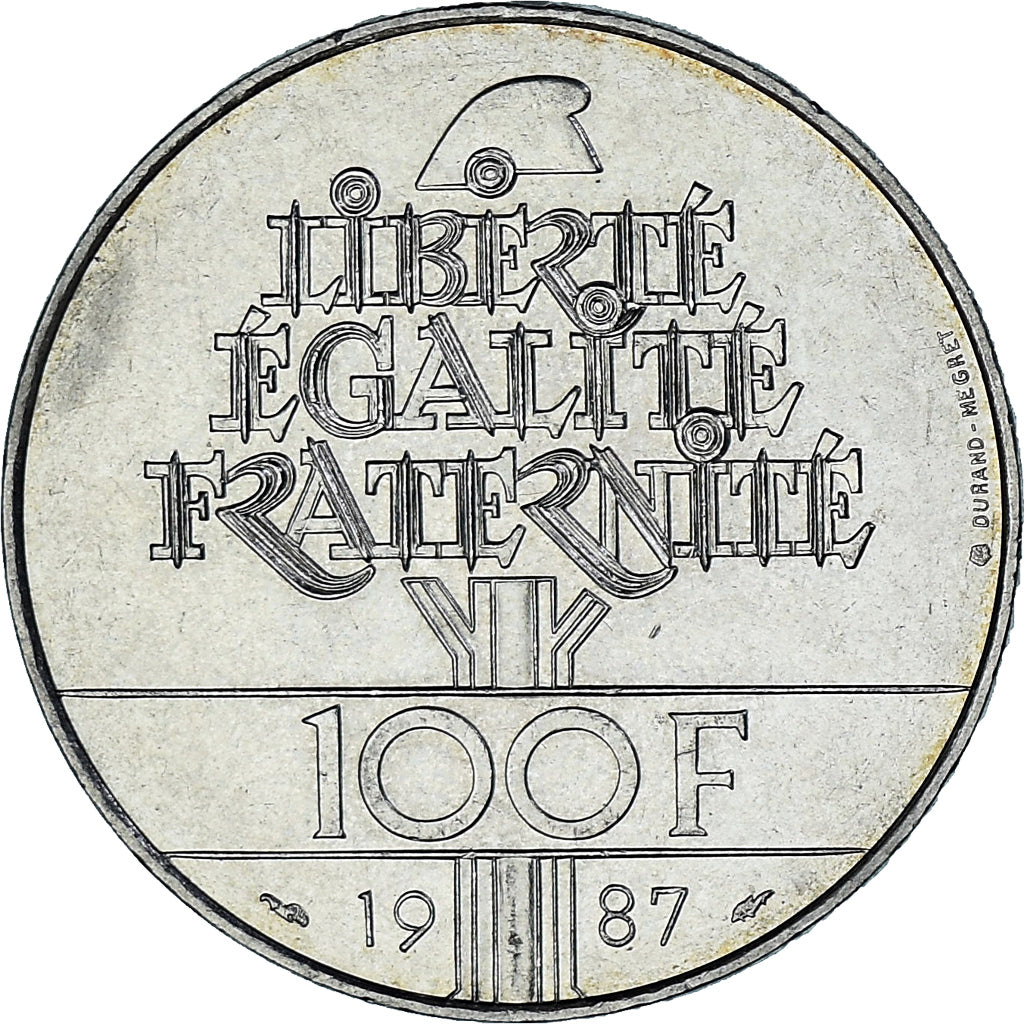 Moeda, França, Lafayette, 100 Francs, 1987, Monnaie de Paris, MS(60-62), Prata