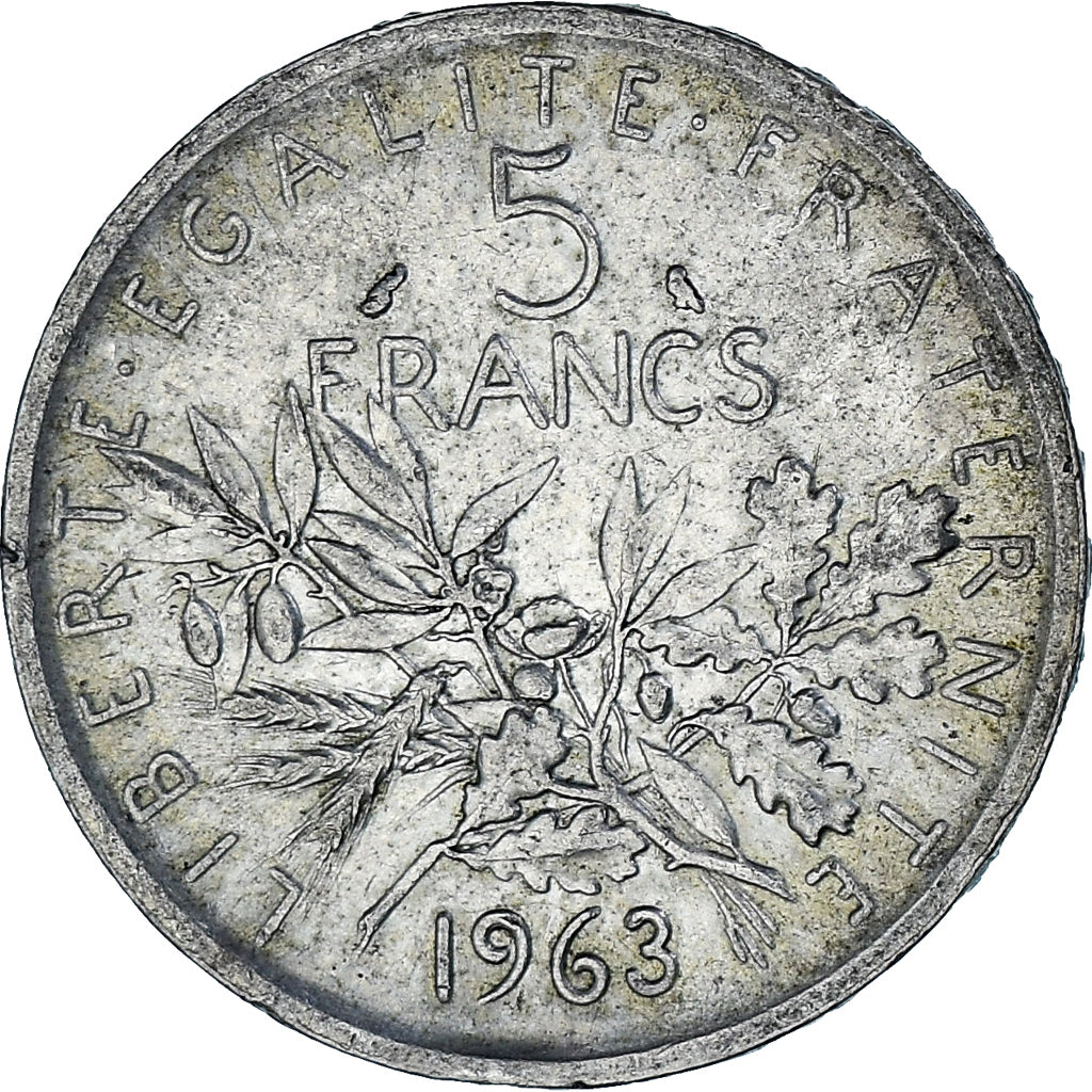 Moeda, França, Semeuse, 5 Francs, 1963, Paris, VF(30-35), Prata, KM:926