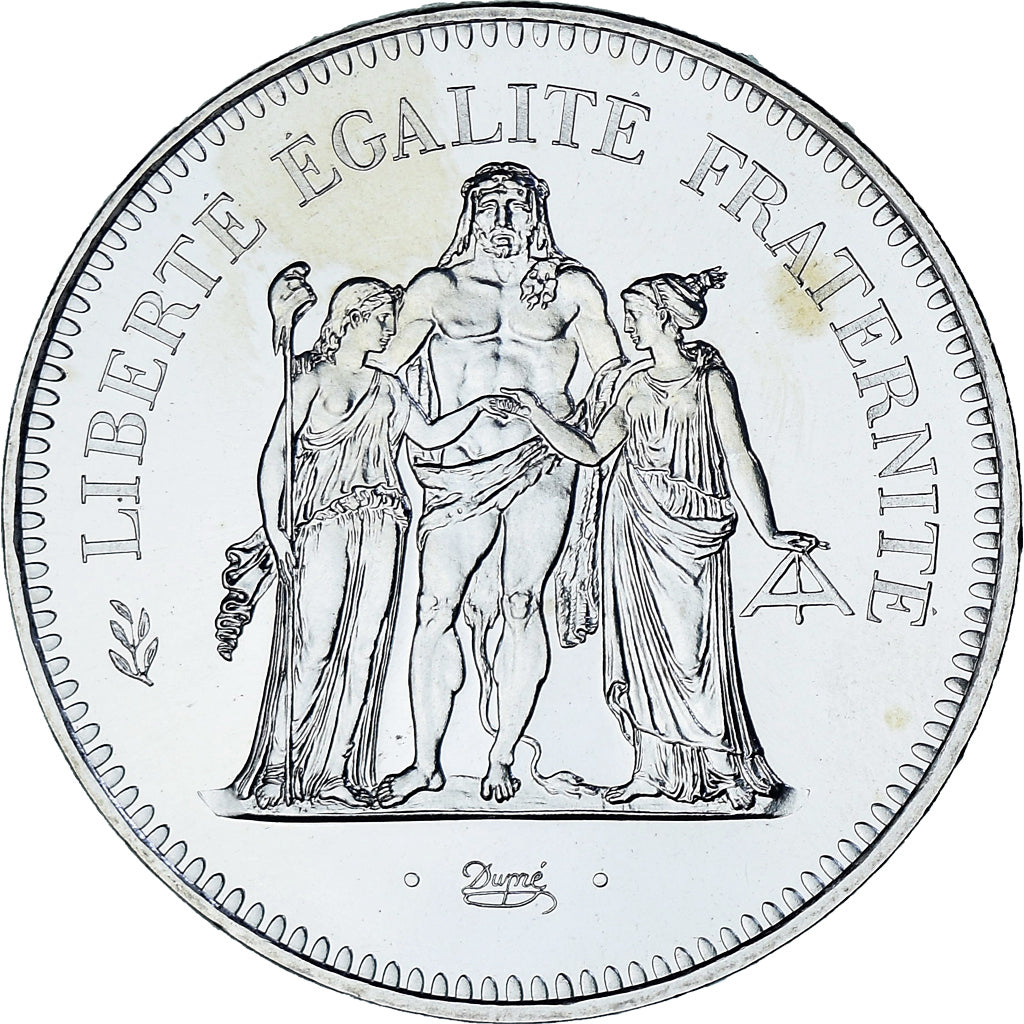 Moeda, França, Hercule, 50 Francs, 1974, Paris, série FDC, MS(65-70), Prata