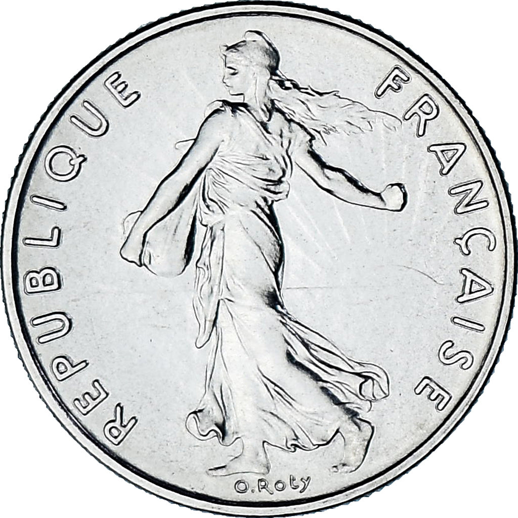 Moneta, Francja, Semeuse, 1/2 Franc, 1974, Paris, série FDC, MS(65-70), Nikiel