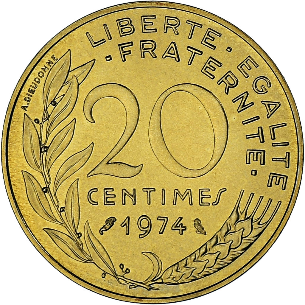 Moneta, Francja, Marianne, 20 Centimes, 1974, Paris, série FDC, MS(65-70)