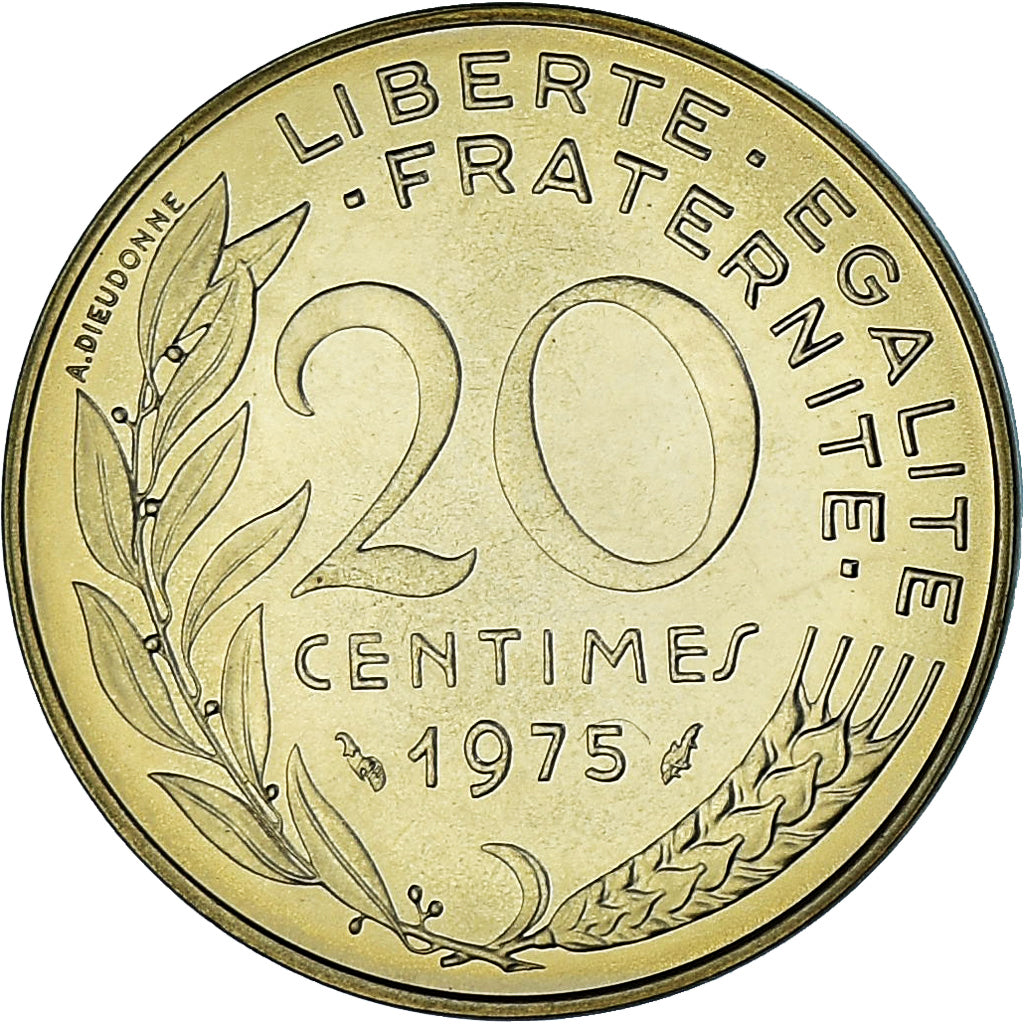 Monnaie, France, Marianne, 20 Centimes, 1975, Paris, série FDC, FDC
