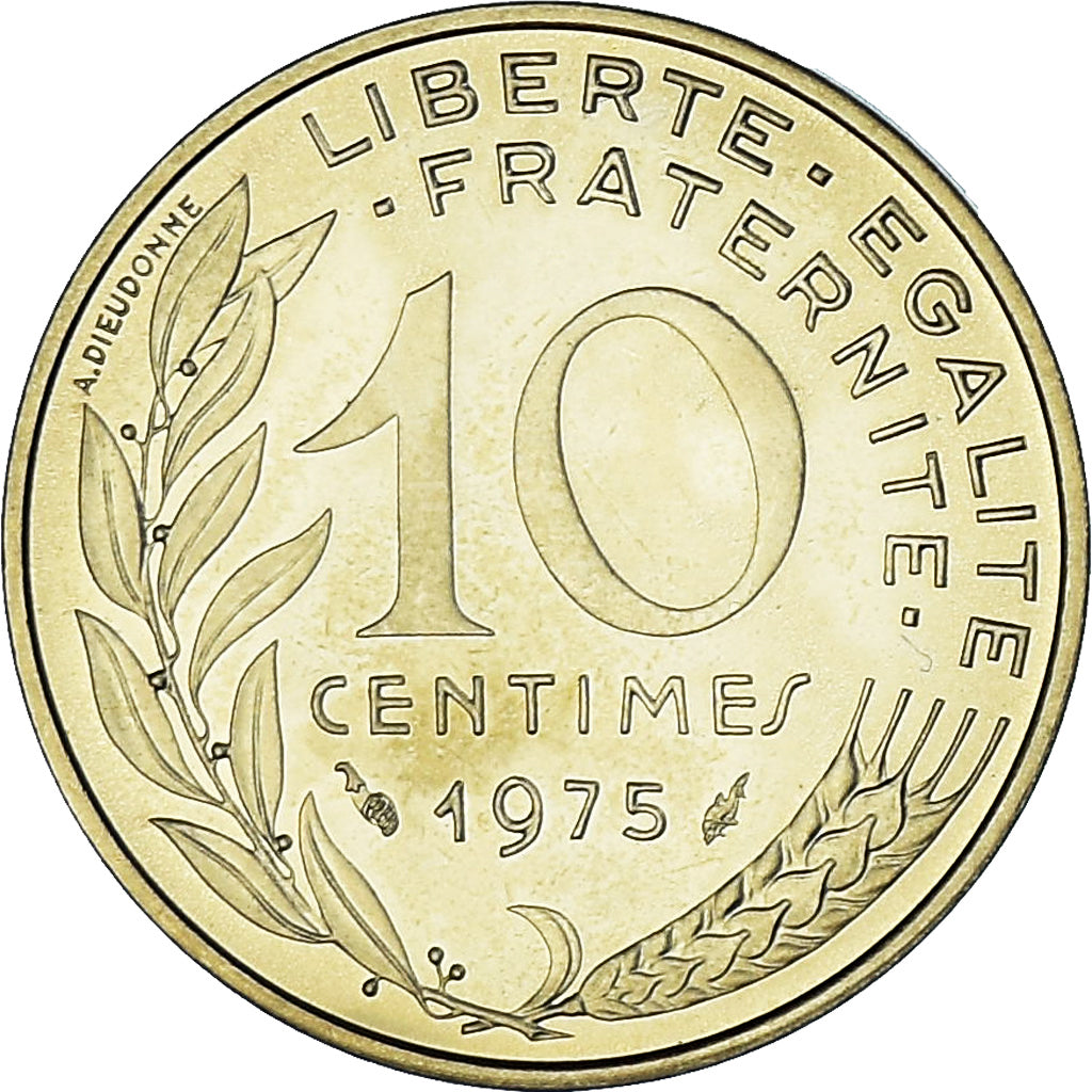 Moneta, Francja, Marianne, 10 Centimes, 1975, Paris, série FDC, MS(65-70)