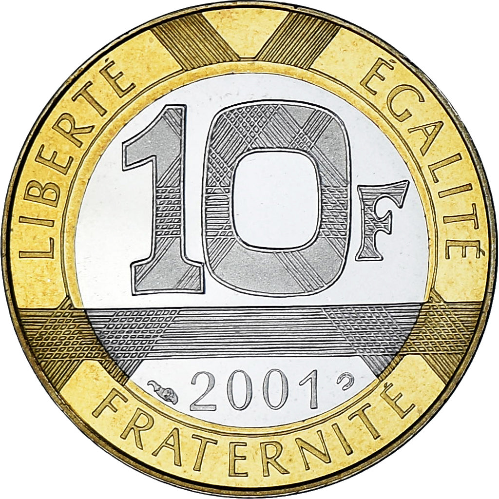 Moeda, França, Génie, 10 Francs, 2001, Monnaie de Paris, BE, MS(65-70)
