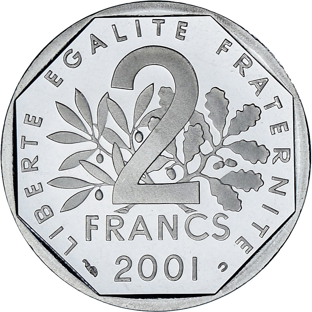 Münze, Frankreich, Semeuse, 2 Francs, 2001, Monnaie de Paris, BE, STGL, Nickel