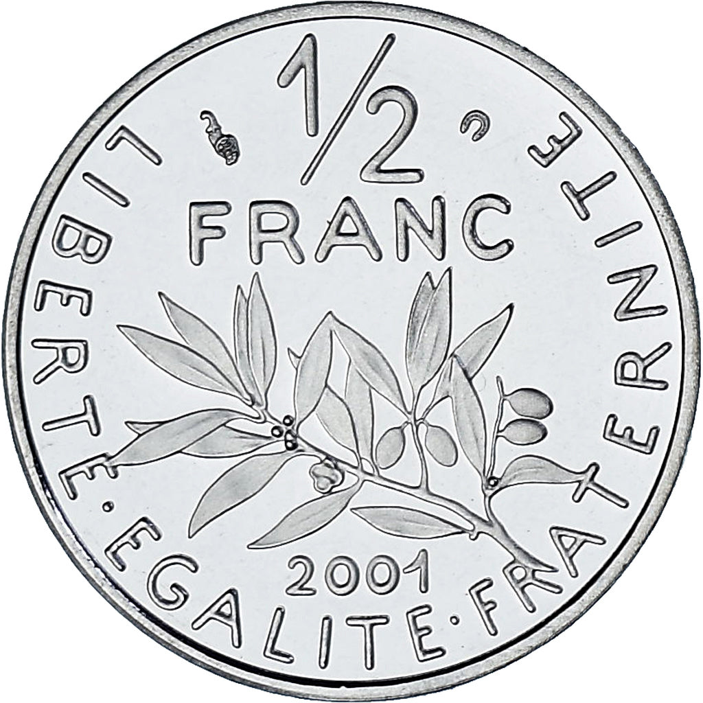 Moneta, Francia, Semeuse, 1/2 Franc, 2001, Monnaie de Paris, BE, FDC, Nichel