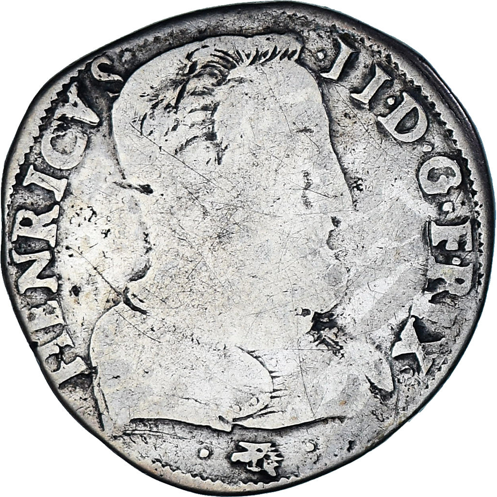 Moneda, Francia, Henri II, Teston à la tête nue, 1559, La Rochelle, BC+