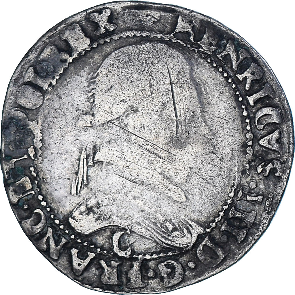 France, Henri III, 1/2 Franc au col plat, 1581, Poitiers, TB+, Argent
