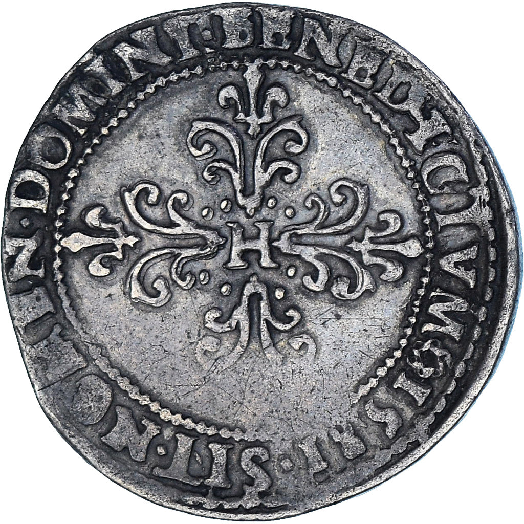 France, Henri III, 1/2 Franc au col plat, 1581, Poitiers, TB+, Argent