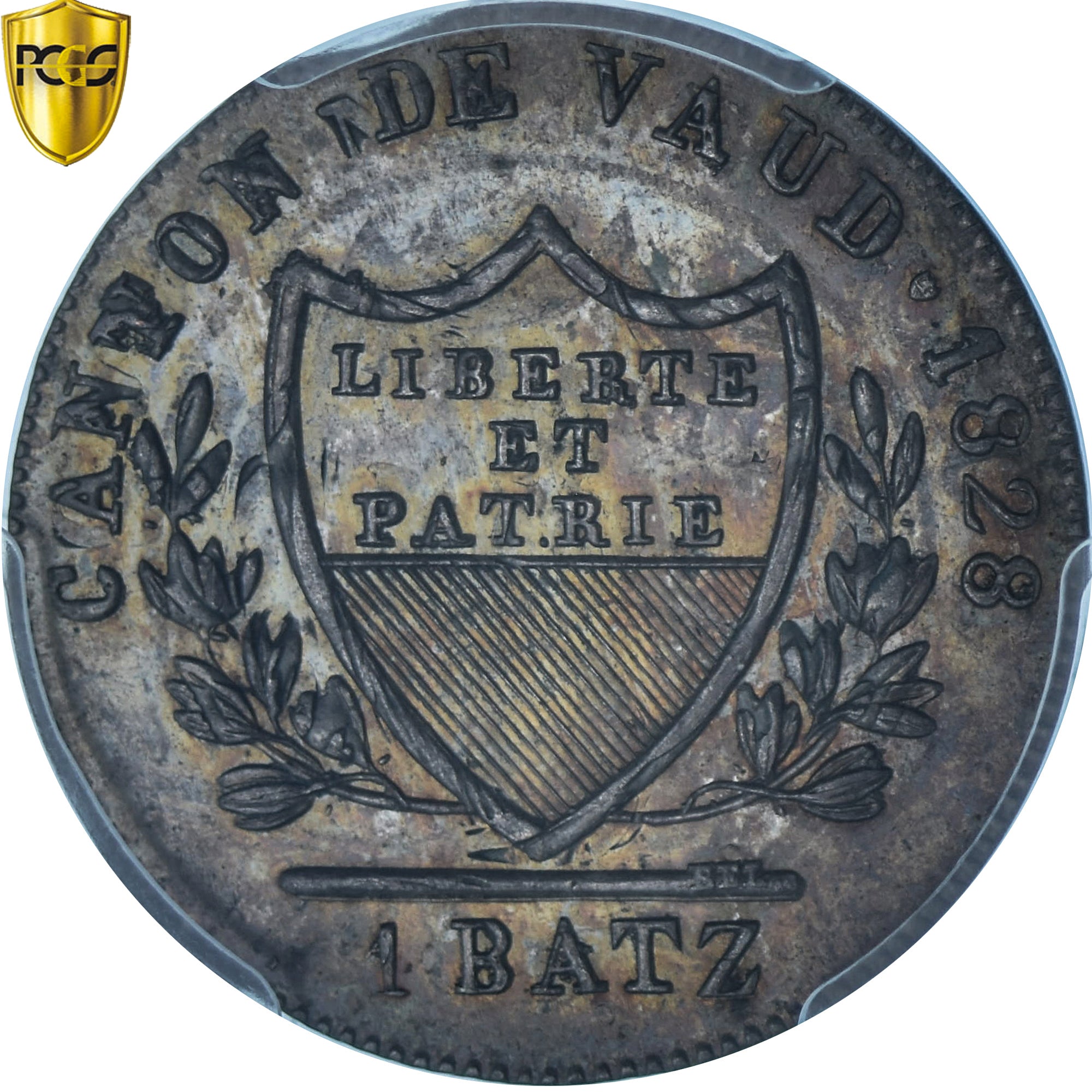 Münze, SWISS CANTONS, VAUD, 1 Batz, 1828, Bern, PCGS, MS64, UNZ+, Billon