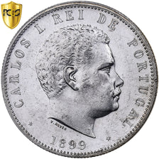 Portugal, Carlos I, 1000 Reis, 1899, Lisbon, Silver, PCGS, Cleaned UNC Detail