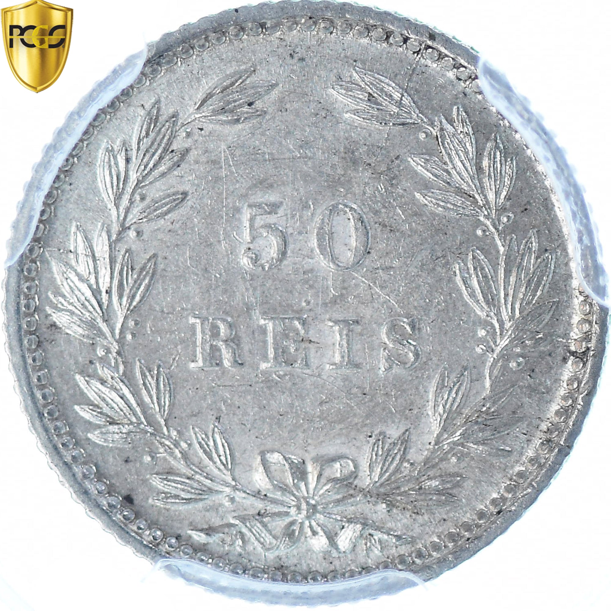 Coin, Portugal, Luiz I, 50 Reis, 1889, Lisbon, PCGS, AU55, AU(55-58), Silver