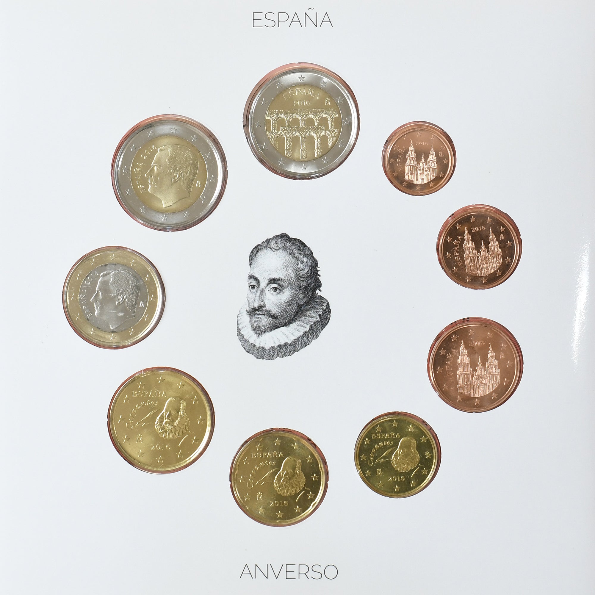Spagna, Coffret 1c. à 2€, Miguel de Cervantes, 2016, Madrid, BU, FDC, N.C.