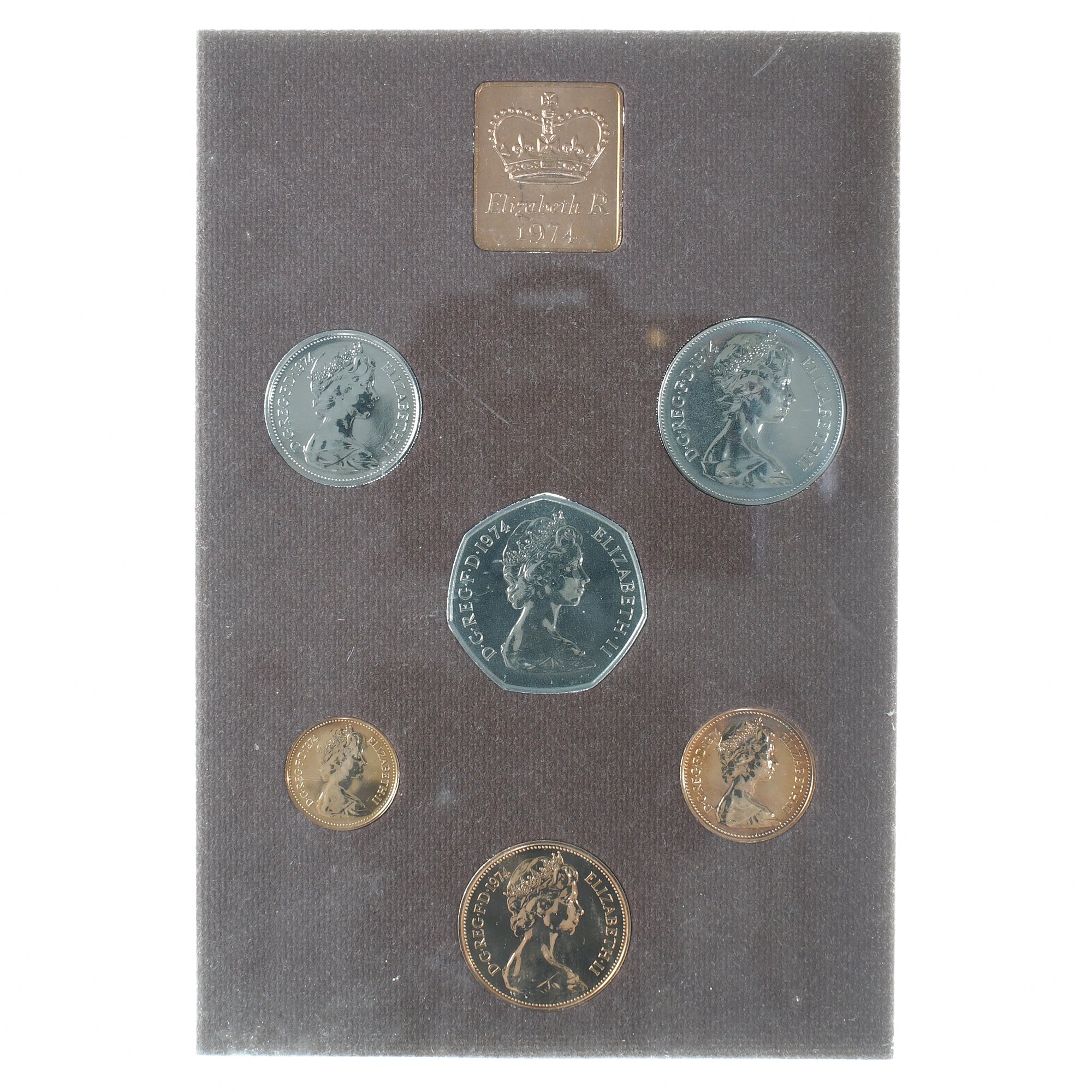Wielka Brytania, Elizabeth II, Set 1/2 penny to 50 new pence, BU, 1974, London