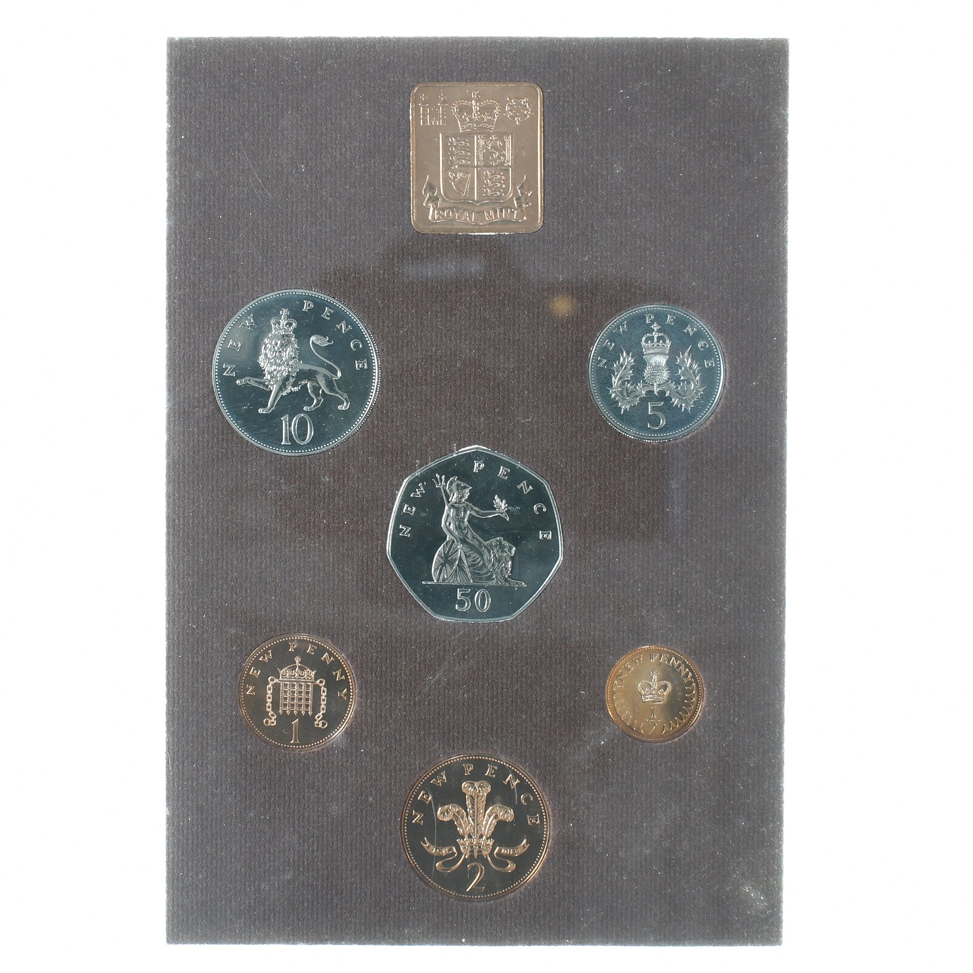 Wielka Brytania, Elizabeth II, Set 1/2 penny to 50 new pence, BU, 1974, London