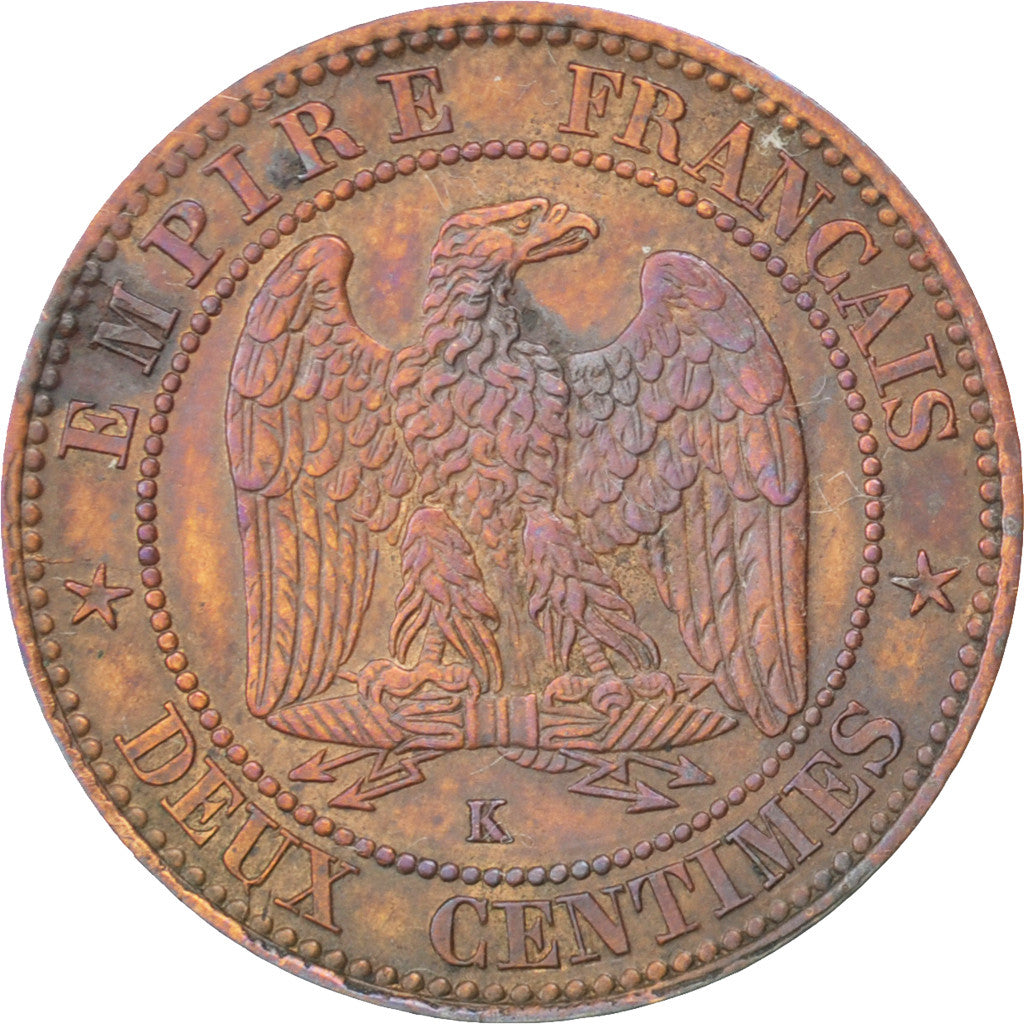 Moneta, Francia, Napoleon III, Napoléon III, 2 Centimes, 1862, Bordeaux, BB+