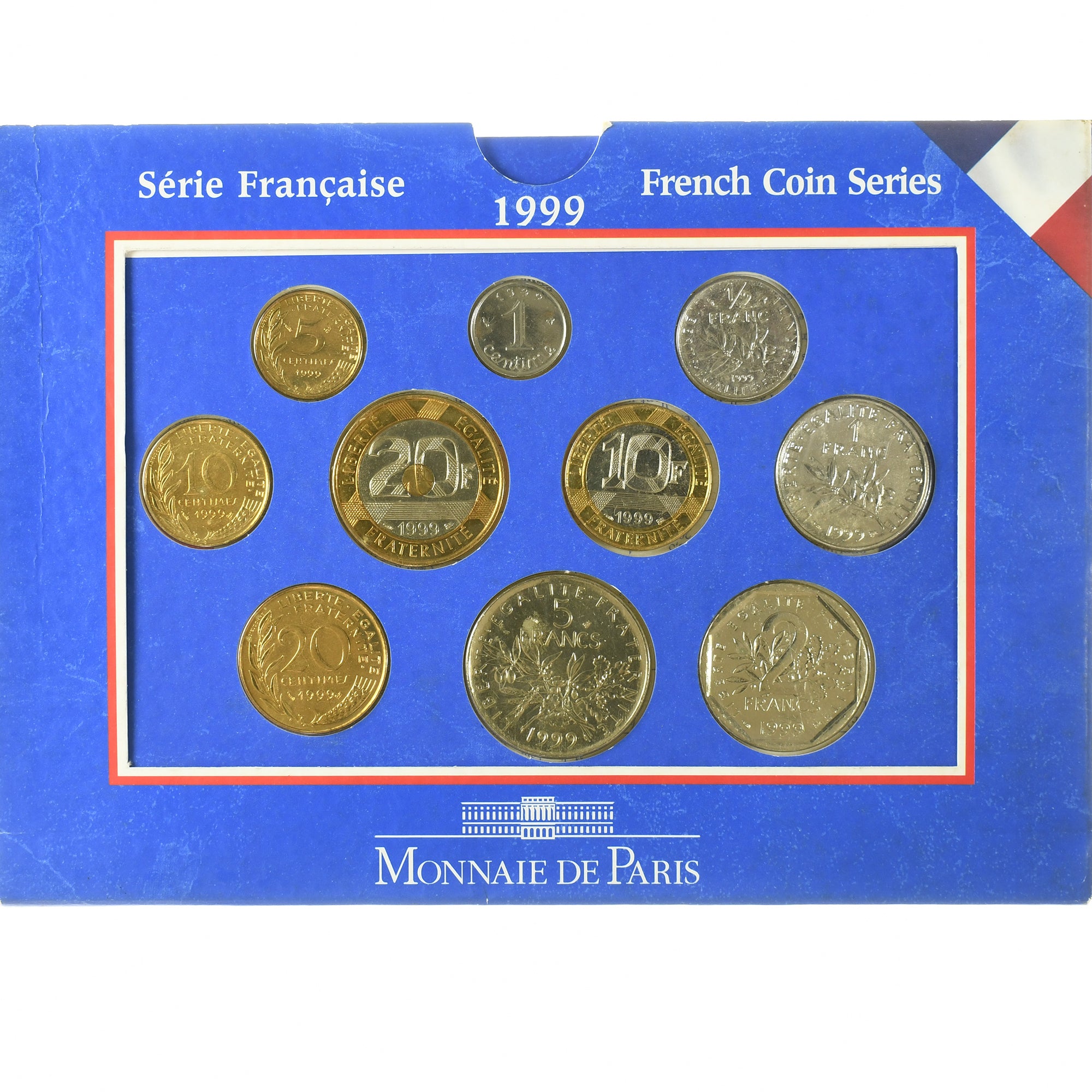 France, Coffret 1 c. à 20 frs., 1999, Monnaie de Paris, BU, MS(65-70)