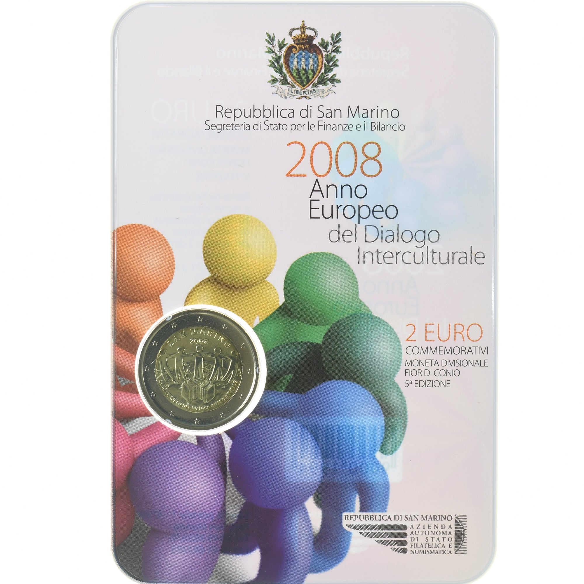 San Marino, 2 Euro, année européenne du dialogue interculturel, 2008, Rome