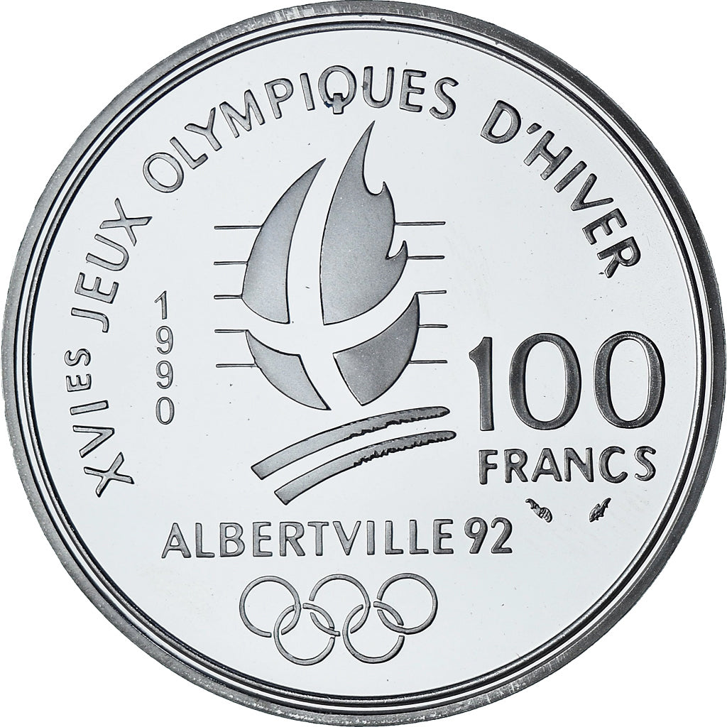 France, Albertville - Ski acrobatique, 100 Francs, 1990, Monnaie de Paris, BE