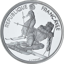 France, Albertville - Slalom, 100 Francs, 1990, Monnaie de Paris, BE, MS(65-70)