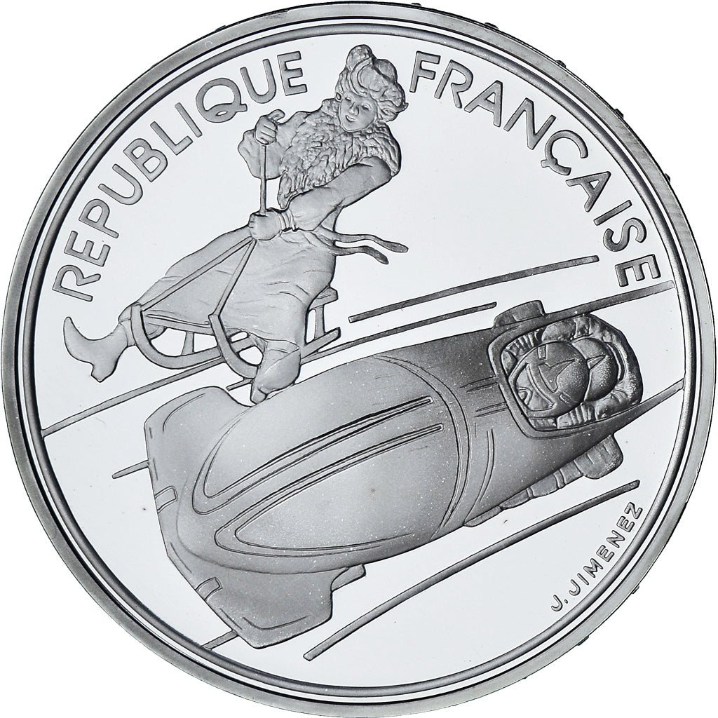 France, Albertville - Bobsledding, 100 Francs, 1990, Monnaie de Paris, BE