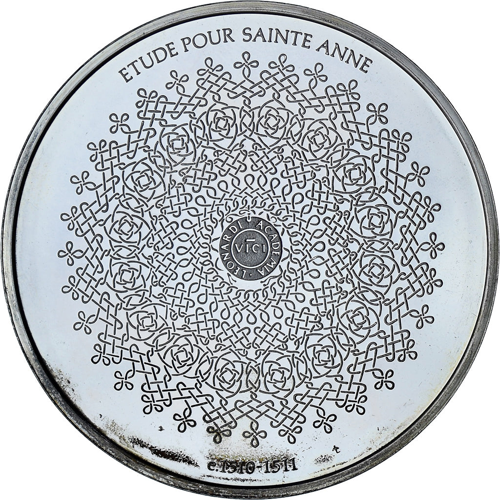France, Medal, Léonard de Vinci, étude pour saint Anne, Proof, MS(60-62)
