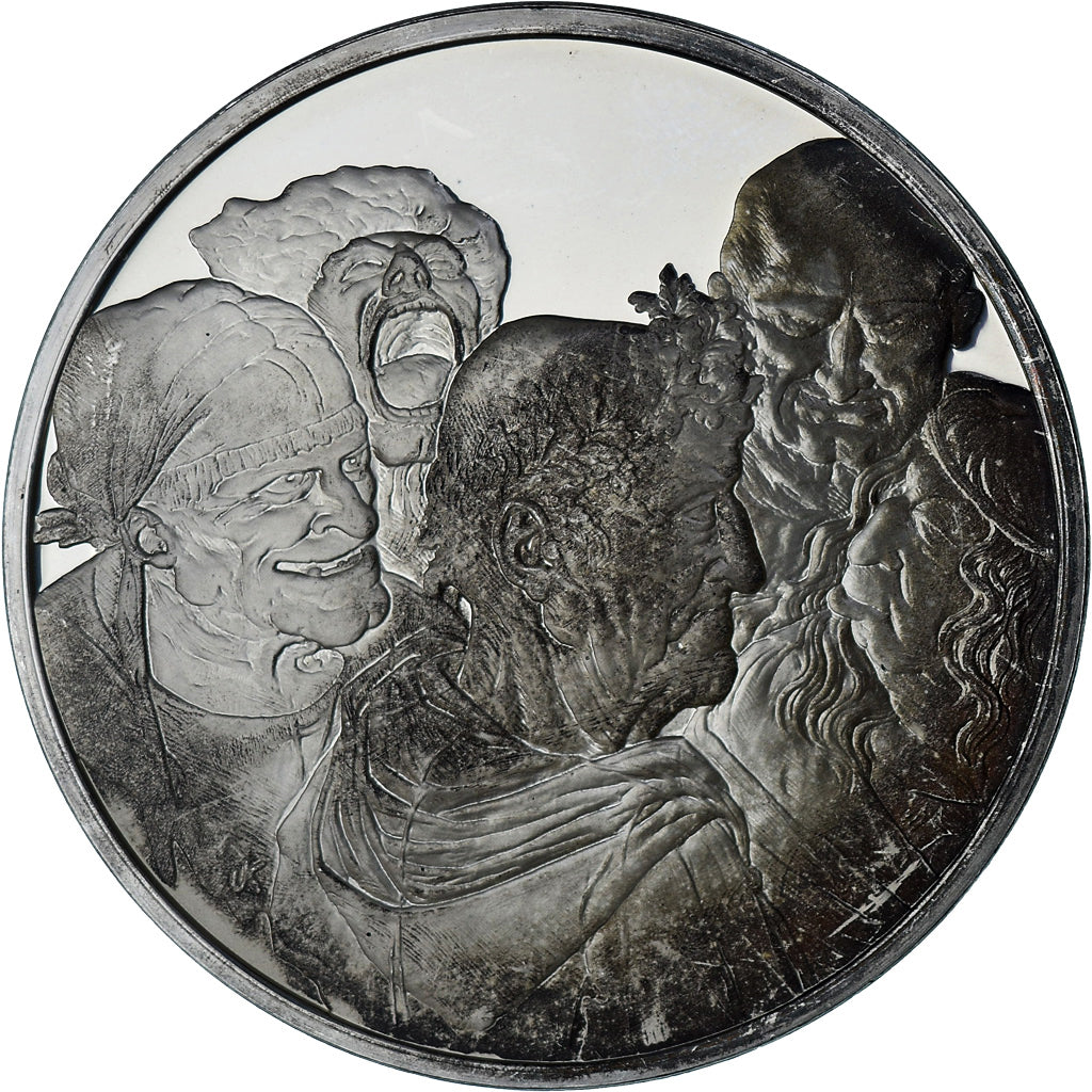 France, Medal, Léonard de Vinci, cinq têtes grotesques, Proof, MS(63), Silver