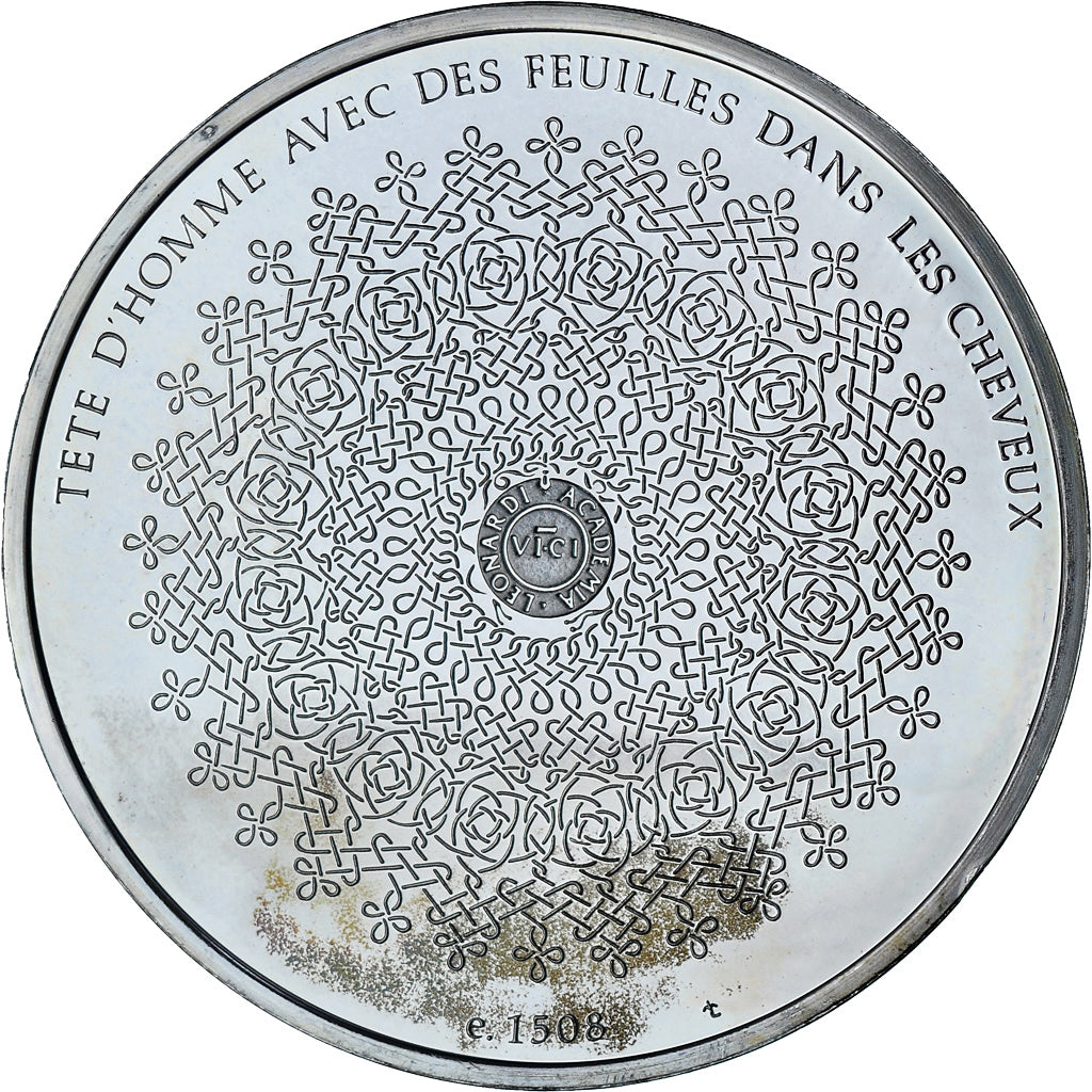France, Medal, Léonard de Vinci, tête d'homme, Proof, MS(63), Silver