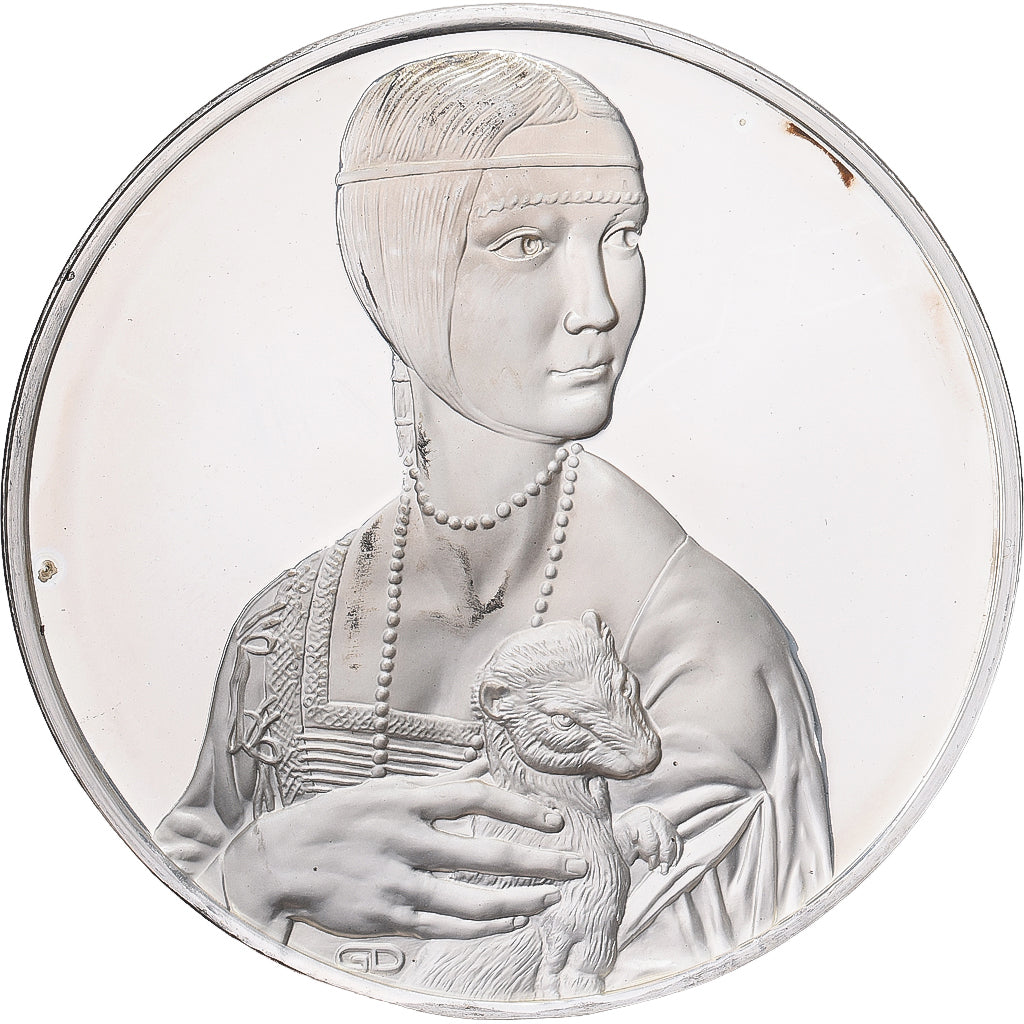 France, Medal, Léonard de Vinci, la dame à l'hermine, Proof, MS(63), Silver