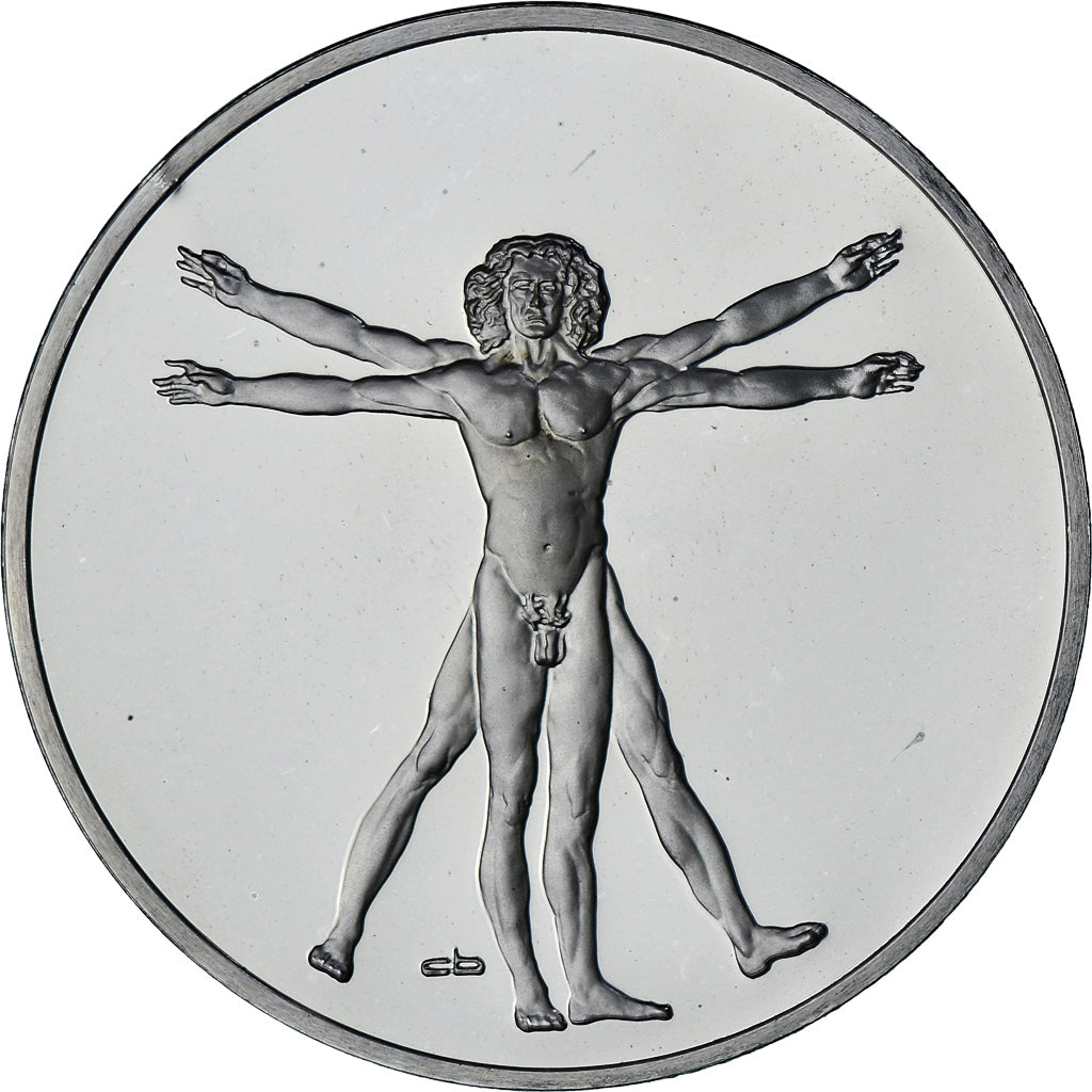 France, Médaille, Léonard de Vinci, l'Homme de Vitruve, Proof, SPL+, Argent