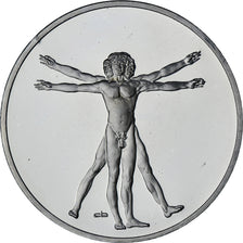 France, Médaille, Léonard de Vinci, l'Homme de Vitruve, Proof, SPL+, Argent