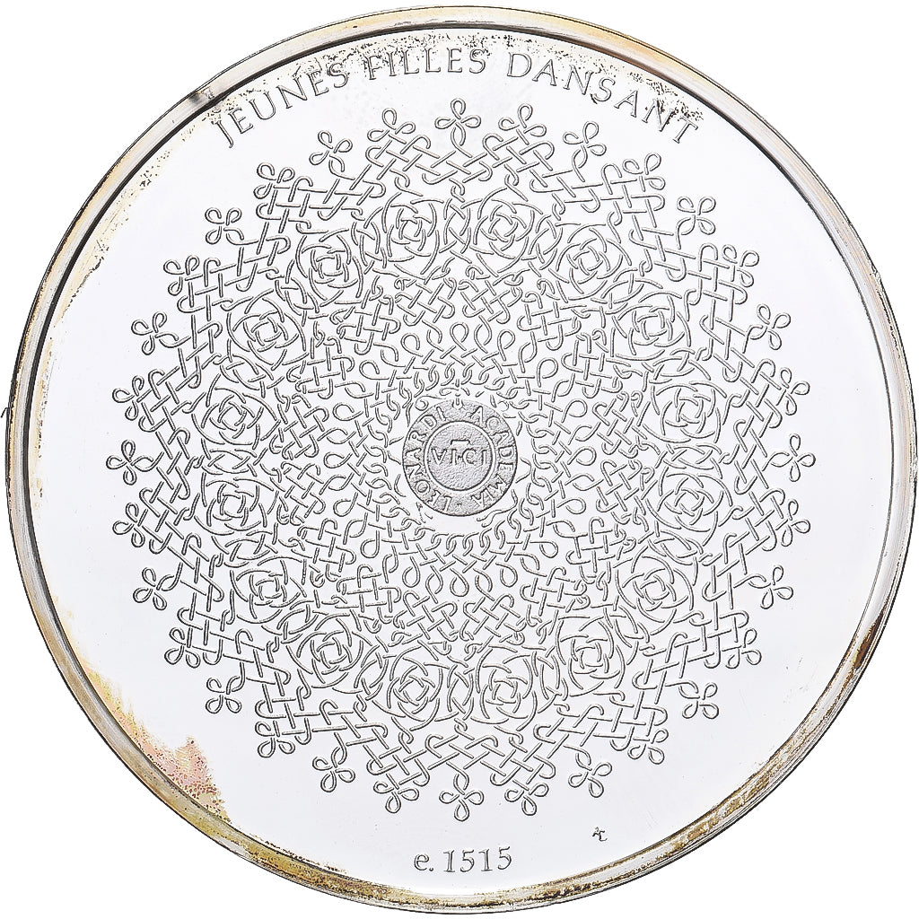 France, Medal, Léonard de Vinci, jeunes filles dansant, Proof, MS(64), Silver