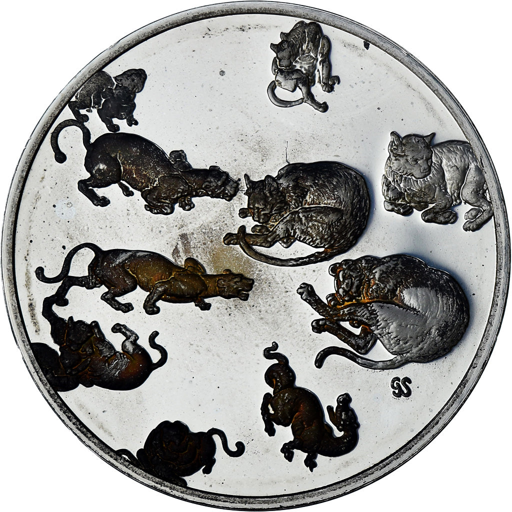 France, Medal, Léonard de Vinci, étude et positions de chats, Proof, MS(63)