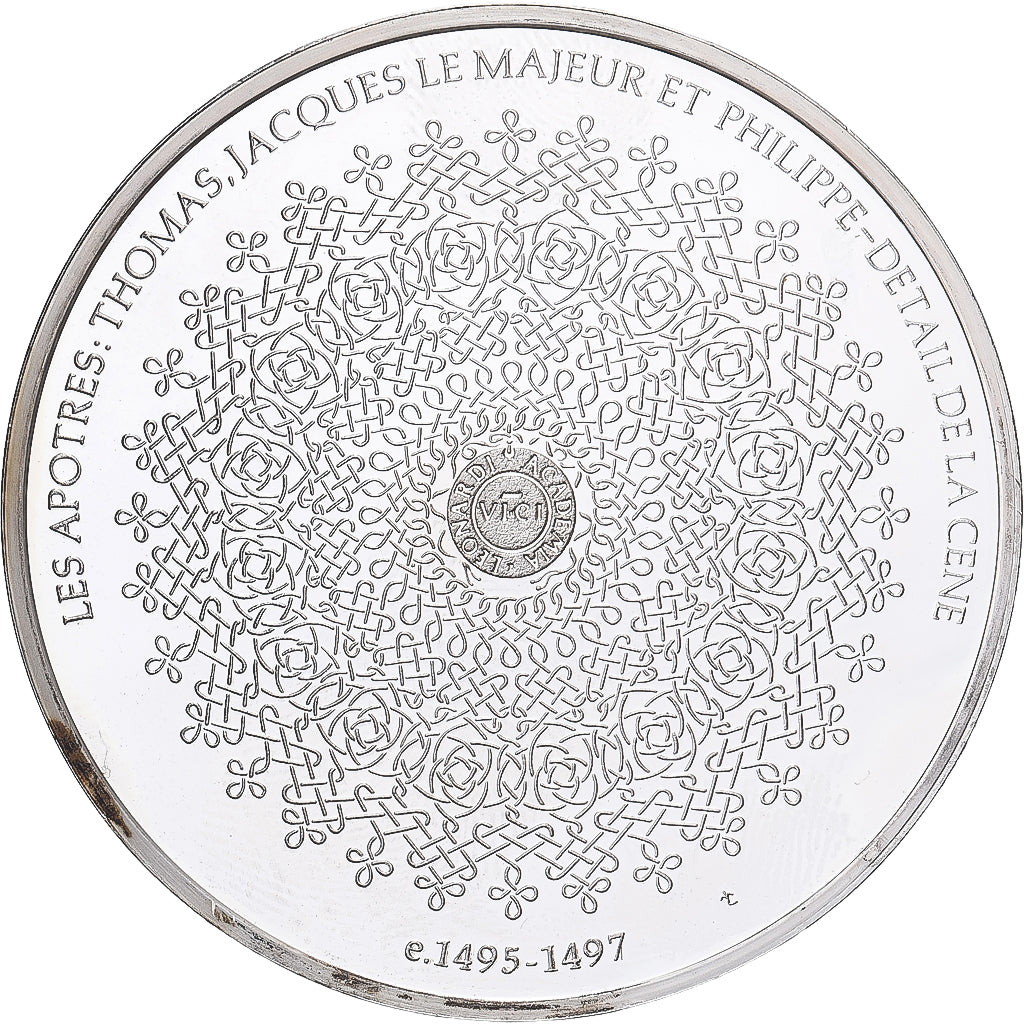 France, Medal, Léonard de Vinci, détail de la Cène, Proof, MS(64), Silver