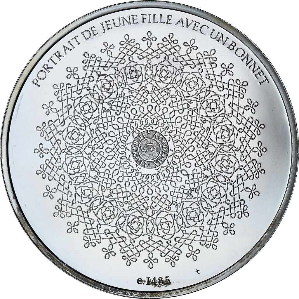 France, Médaille, Léonard de Vinci, jeune fille avec un bonnet, Proof, SPL+