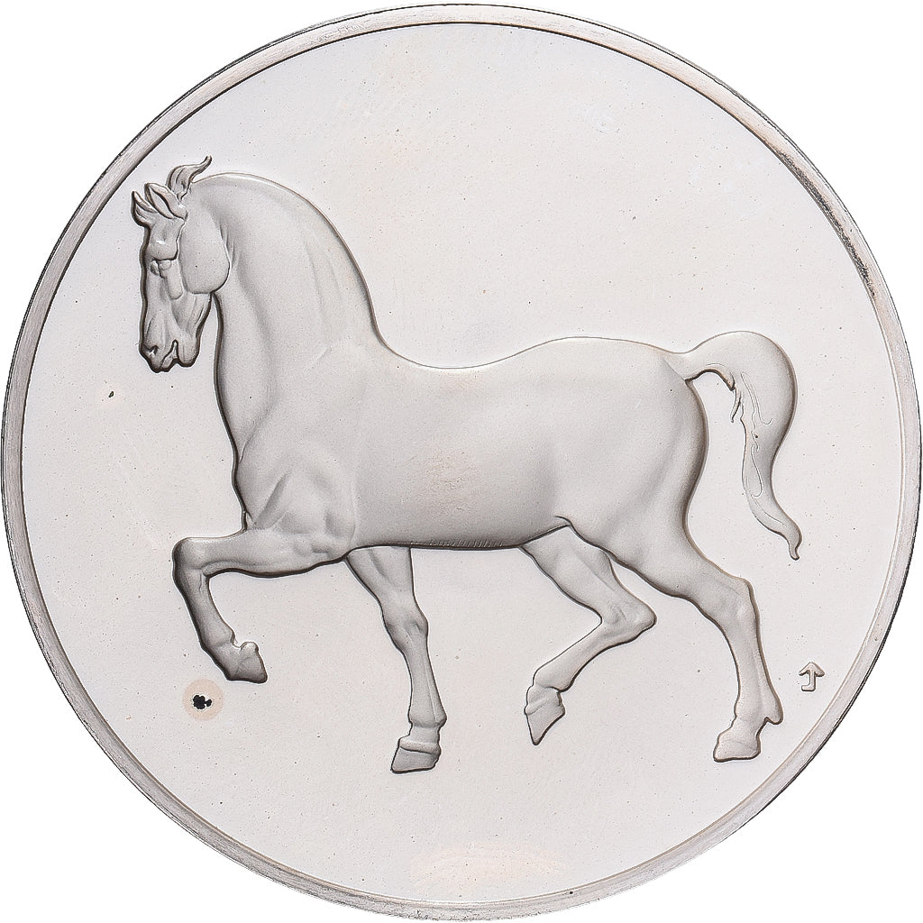 France, Medal, Léonard de Vinci, étude équestre, Proof, MS(64), Silver