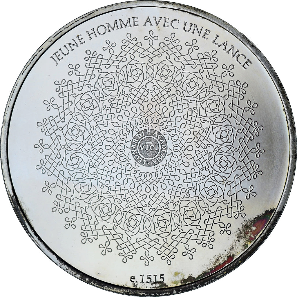 France, Medal, Léonard de Vinci, jeune homme avec une lance, Proof, MS(60-62)