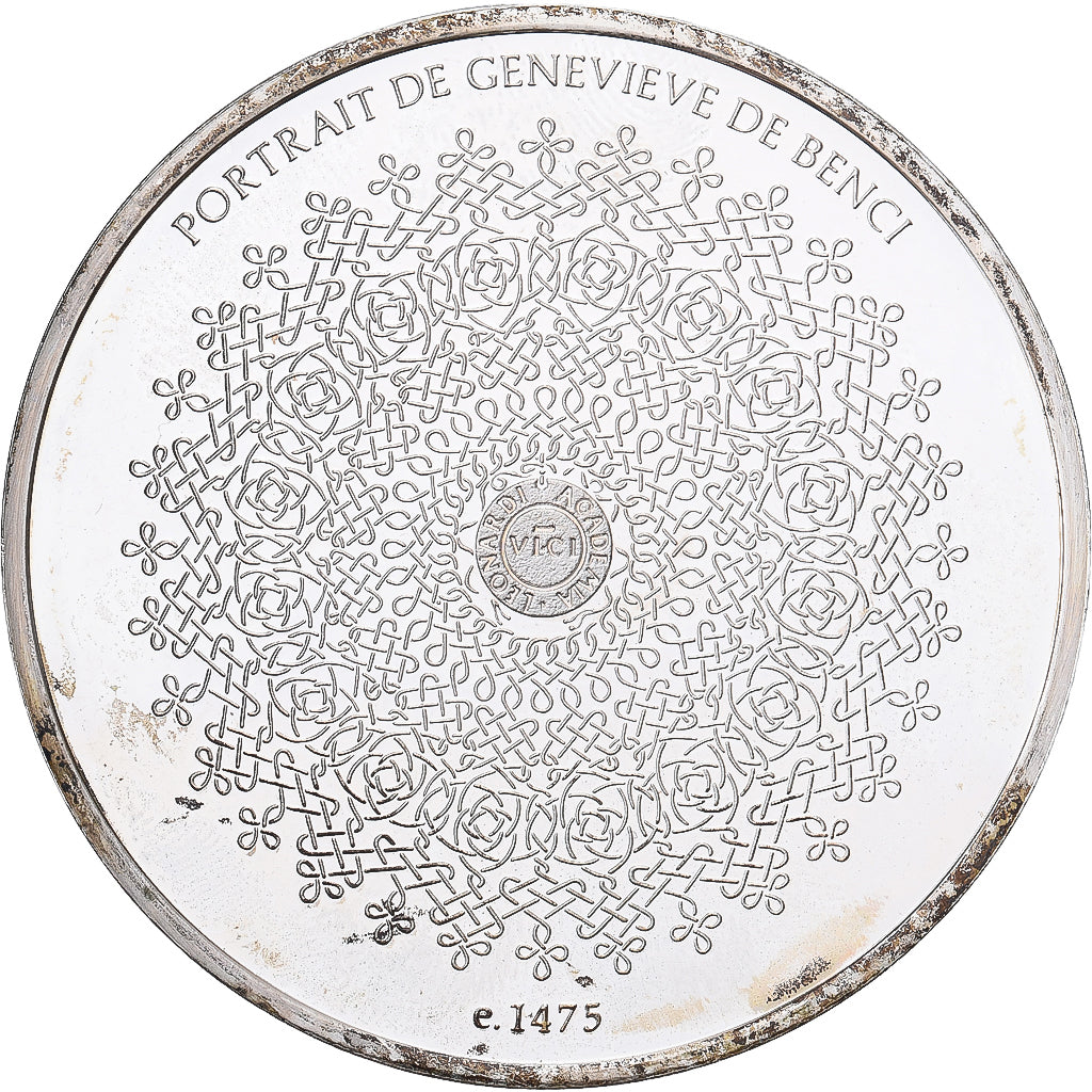 France, Medal, Léonard de Vinci, portrait de Genevière de Benci, Proof