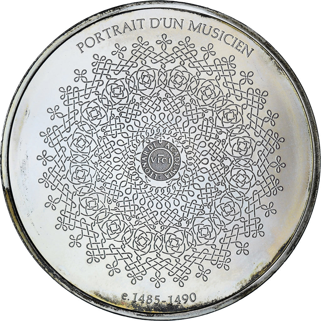 France, Médaille, Léonard de Vinci, portrait d'un musicien, Proof, SPL, Argent