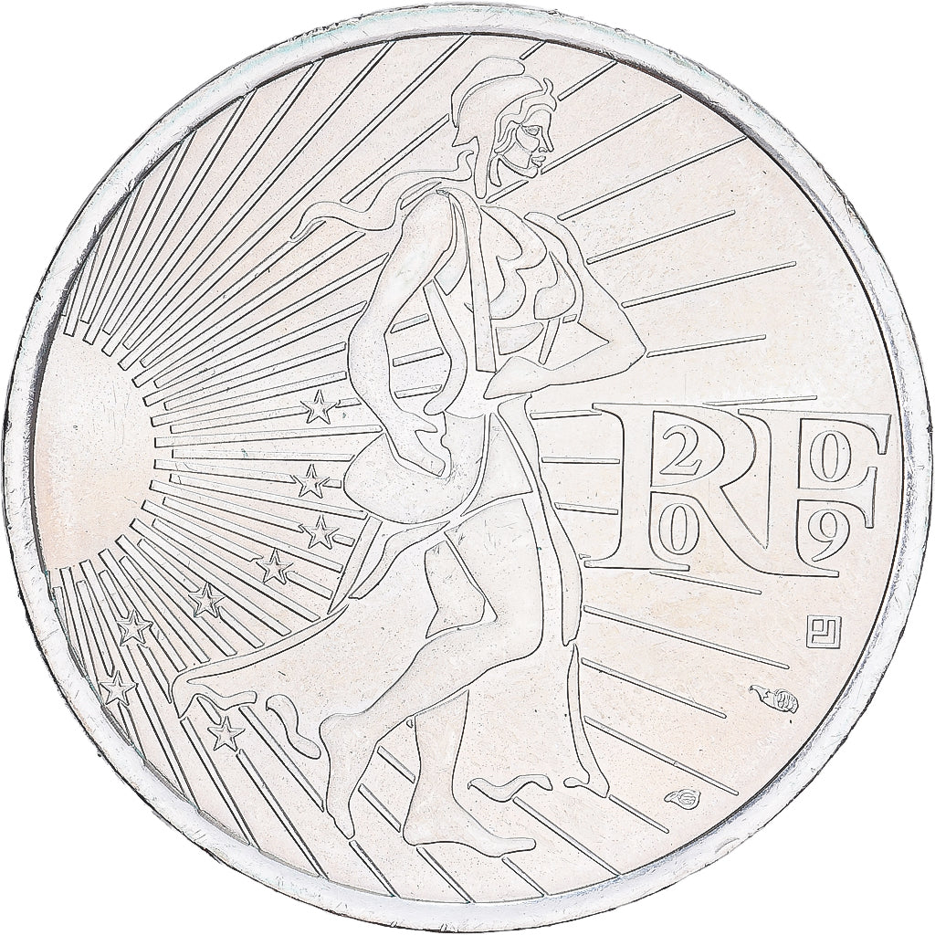 France, Semeuse, 10 Euro, 2009, Monnaie de Paris, MS(60-62), Silver