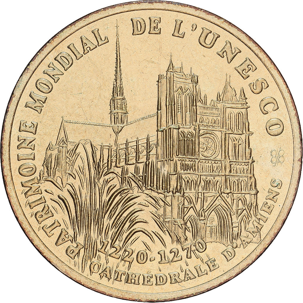 France, 1 écu d'Amiens, Cathédrale d'Amiens, 1994, AU(55-58), Brass