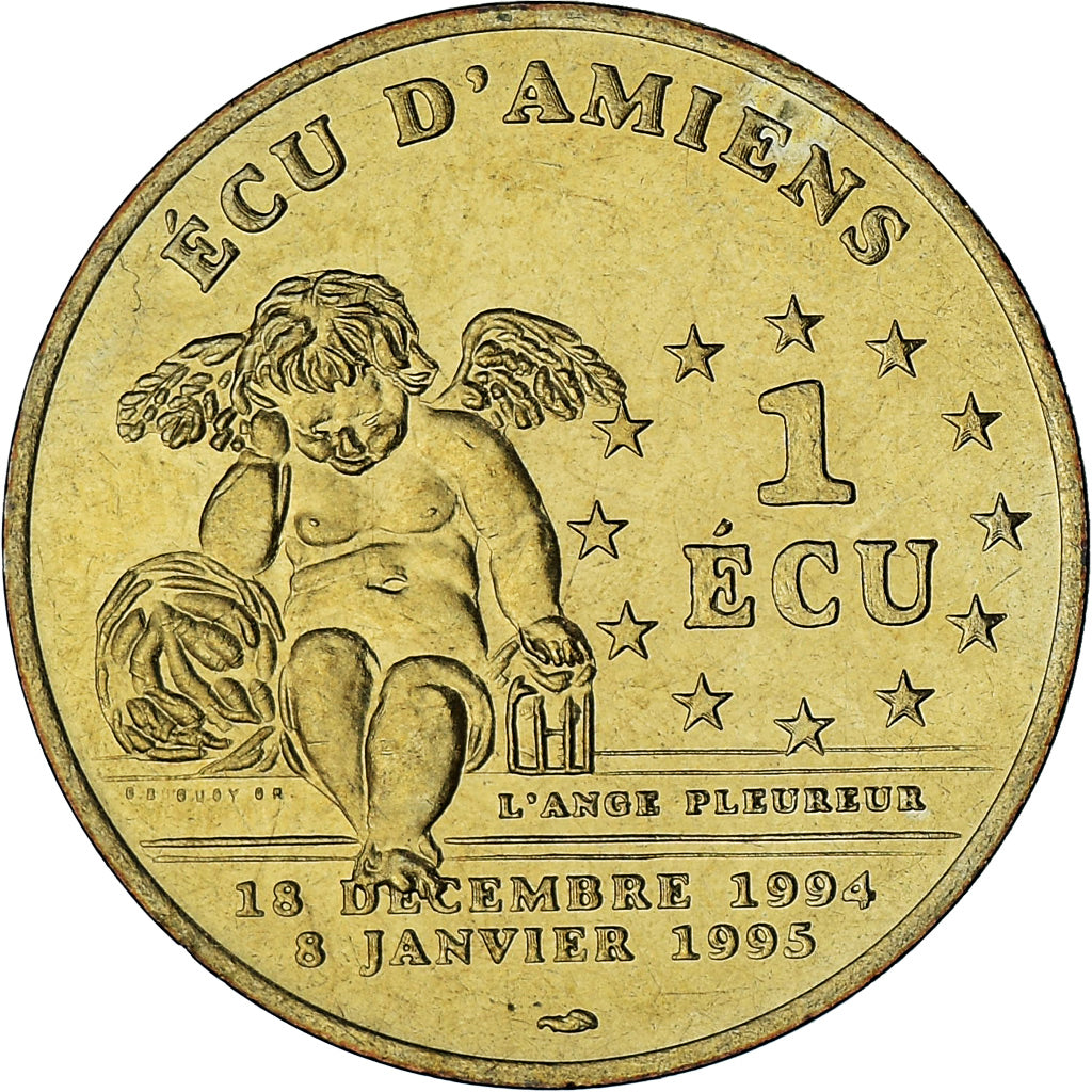 Frankreich, 1 écu d'Amiens, Cathédrale d'Amiens, 1994, VZ, Messing