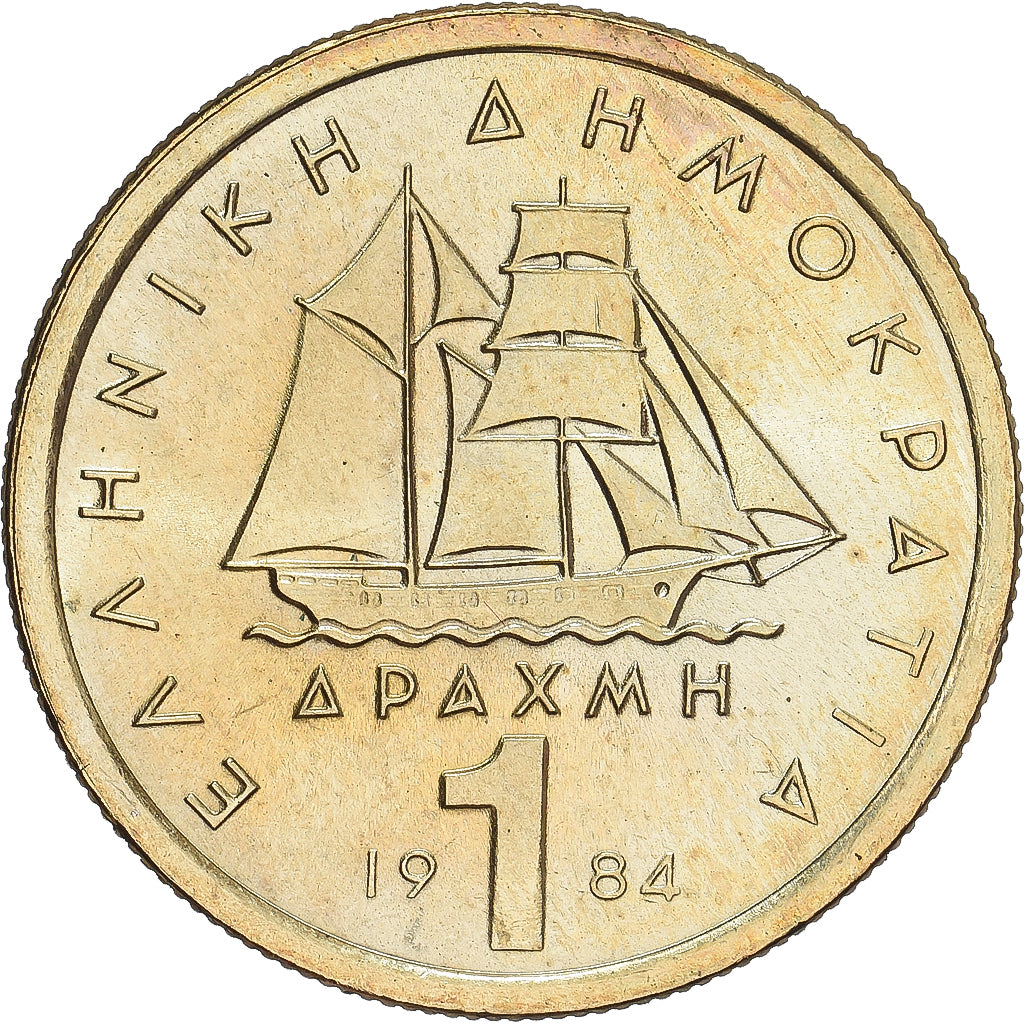 Grecia, Drachma, 1984, Athens, Proof, SC, Níquel - latón, KM:116