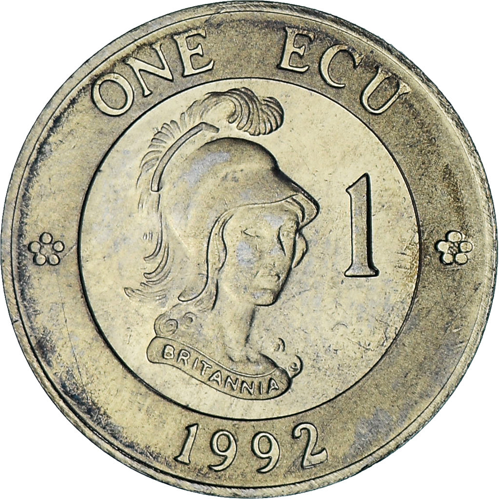 United Kingdom, 1 Ecu Europa, 1992, Tower mint, BU, MS(64), Copper-nickel