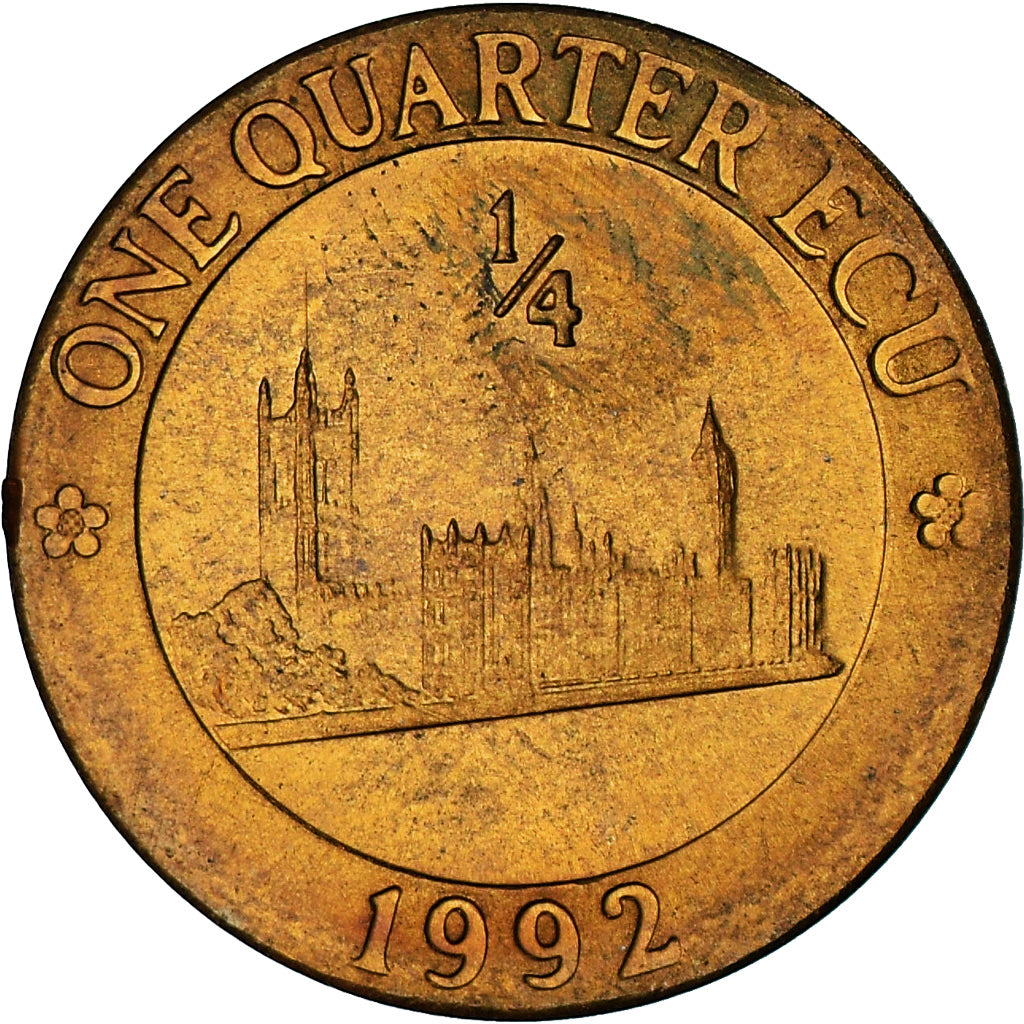United Kingdom, 1/4 Ecu Europa, 1992, Tower mint, BU, MS(64), Bronze