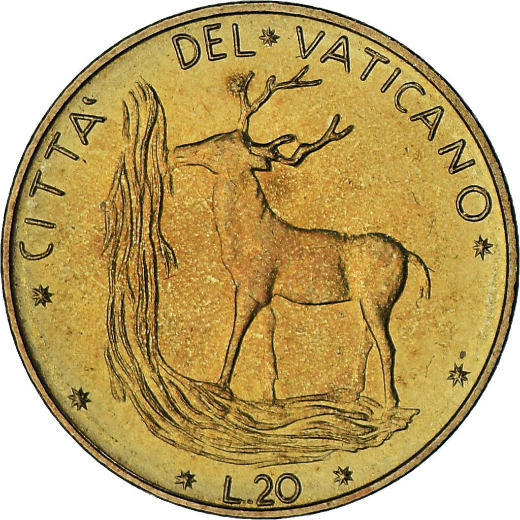 Vaticano, Paul VI, 20 Lire, 1977 - Anno XV, Roma, BU, FDC, Bronce - aluminio