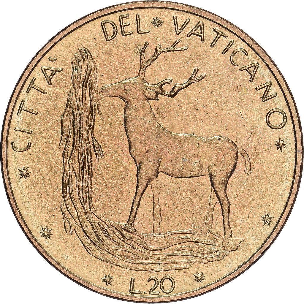 Vaticaan, Paul VI, 20 Lire, 1977 - Anno XV, Roma, BU, FDC, Bronze-Aluminium