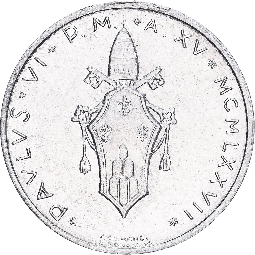 Vaticano, Paul VI, Lira, 1977 - Anno XV, Roma, BU, FDC, Alluminio, KM:116