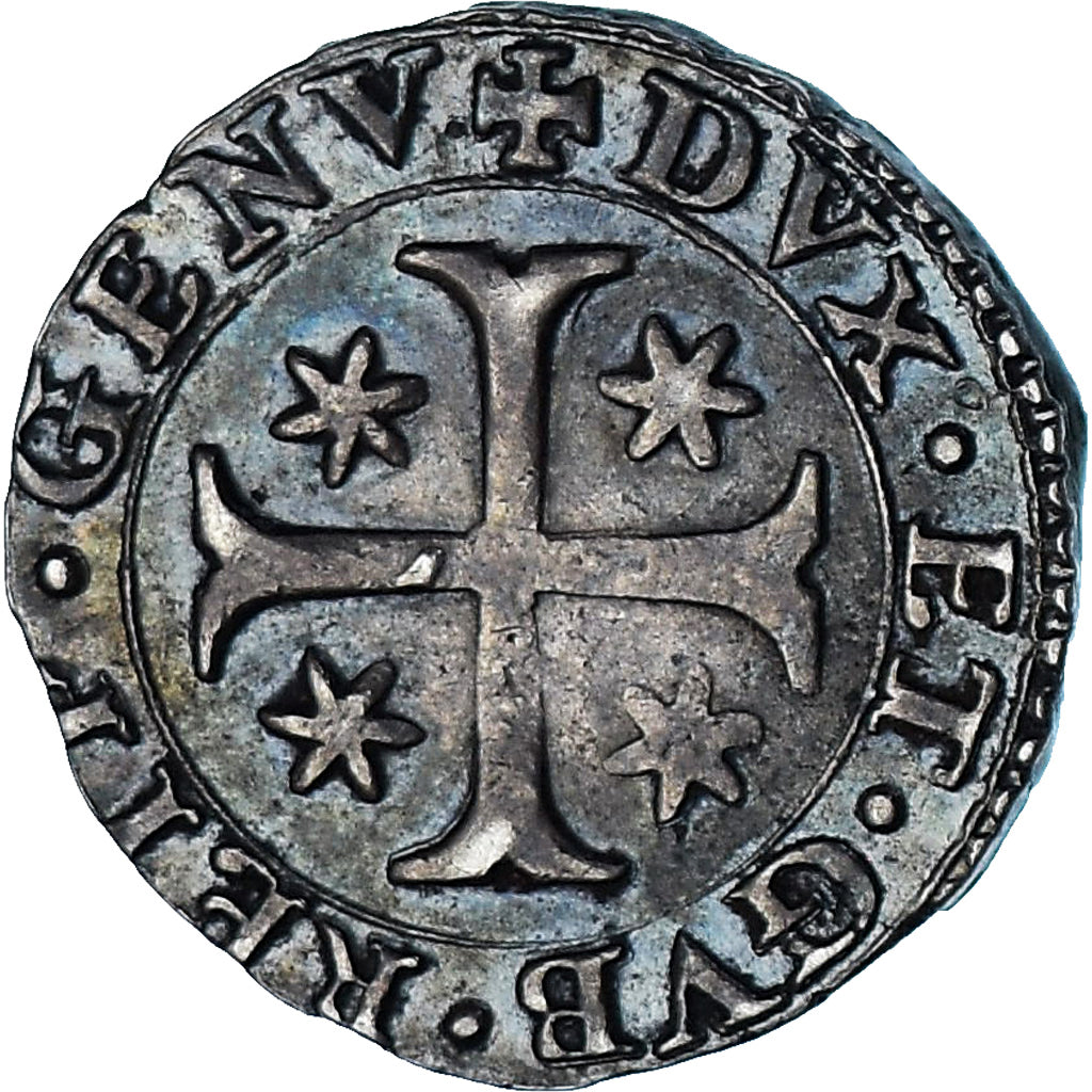 Italy, Republic of Genoa, Denario de 8 soldi, 1715, Genoa, AU(50-53), Silver